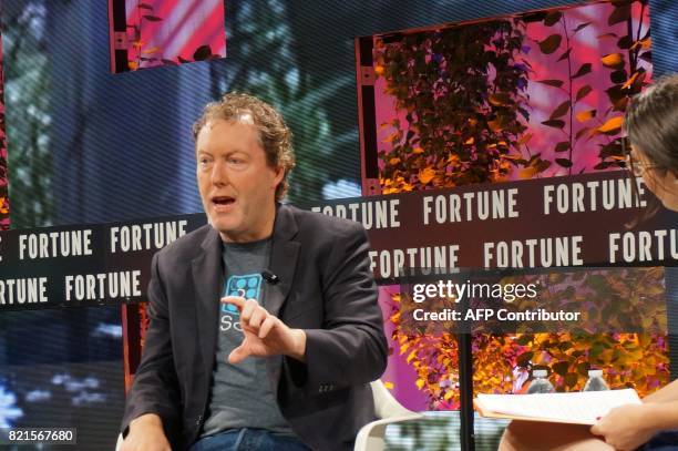 Mike Cagney, CEO, SoFi, speaks July 19, 2017 at the Fortune Brainstorm Tech conference in Aspen, Colorado. / AFP PHOTO / ROB LEVER