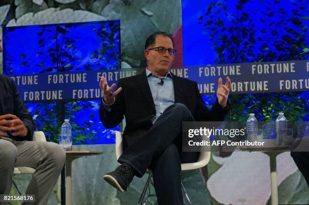 Michael Dell, CEO, Dell Technologies, speaks July 17, 2017 during the Fortune Brainstorm Tech conference in Aspen, Colorado. / AFP PHOTO / ROB LEVER