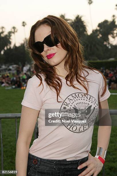 Rose McGowan attends the Tribute To Johnny Ramone at the Forever Hollywood Cemetery on August 1, 2008 in Los Angeles, California.