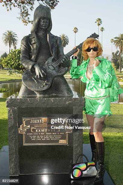 Linda Ramone attends the Tribute To Johnny Ramone at the Forever Hollywood Cemetery on August 1, 2008 in Los Angeles, California.