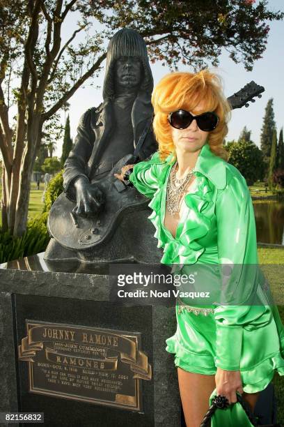 Linda Ramone attends the Tribute To Johnny Ramone at the Forever Hollywood Cemetery on August 1, 2008 in Los Angeles, California.