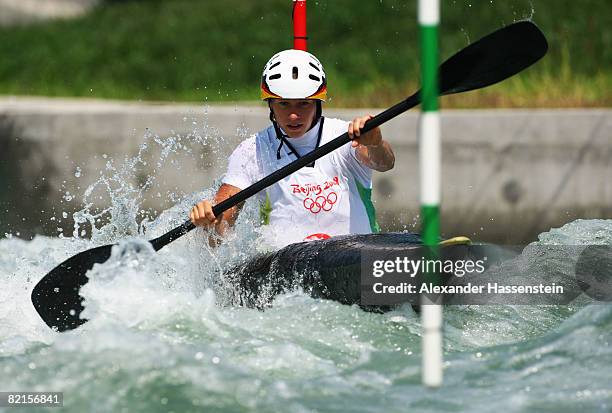 Jennifer Bongardt of Germany kayaks at the Shunyi Olympic Rowing-Canoeing Park ahead of the Beijing 2008 Olympic Games on August 2, 2008 in Beijing,...