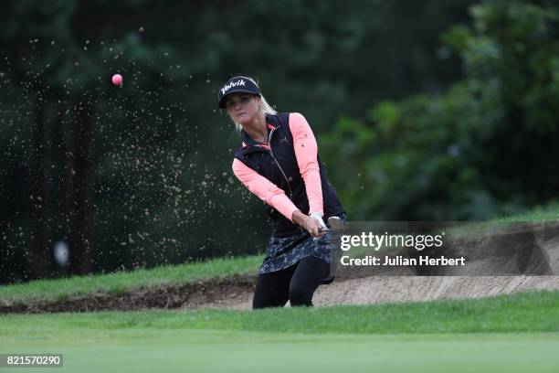 Carly Booth of Scotland plays from a bunker during The Berenberg Gary Player Invitational 2017 at Wentworth Club on July 24, 2017 in London, England.