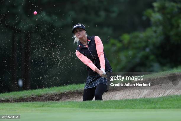 Carly Booth of Scotland plays from a bunker during The Berenberg Gary Player Invitational 2017 at Wentworth Club on July 24, 2017 in London, England.