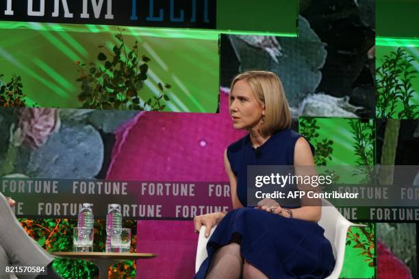 Marne Levine, Chief Operating Officer, Instgram, speaks July 17, 2017 during the Fortune Brainstorm Tech conference in Aspen, Colorado. / AFP PHOTO /...