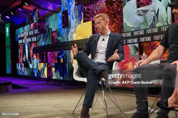 Kyle Vogt, CEO, Cruise Automation, a subsidiary of GM, speaks July 17, 2017 during the Fortune Brainstorm Tech conference in Aspen, Colorado. / AFP...
