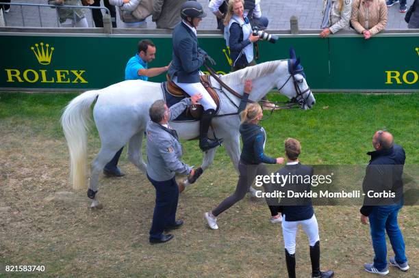 The winner Gregory Wathelet of Belgium, riding Coree during Field exit of the second round, Rolex Grand Prix CHIO World Equestrian Festival Aachen on...