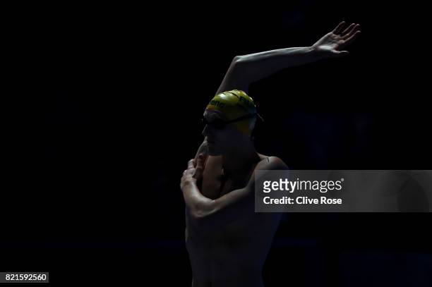 Mack Horton of Australia looks on prior to the Men's 200m Freestyle Semi-finals on day eleven of the Budapest 2017 FINA World Championships on July...
