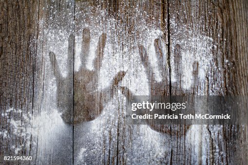 Inverted Hand Prints On Wood High-Res Stock Photo - Getty Images