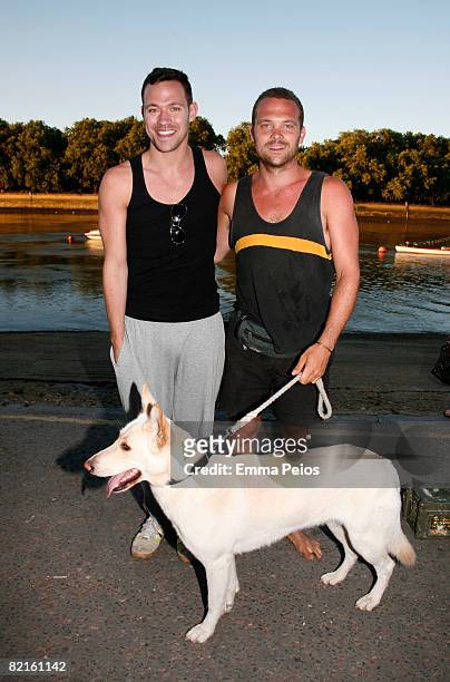 Singer/actor Will Young and actor Rupert Young take part in The Mood Foundation Thames Pedalo Challenge at Thames Riverside on August 2, 2008 in...