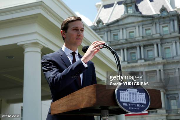 Senior Advisor to the President Jared Kushner makes a statement from at the White House after being interviewed by the Senate Intelligence Committee...
