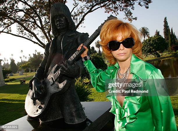 Johnny's wife, Linda Ramone at the Tribute To Legendary Ramones Guitarist Johnny Ramone at the Hollywood Forever Cemetery on August 1, 2008 in...