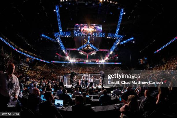 On Fox 25: Overall view of Chris Weidman in action vs Kelvin Gastelum during middleweight bout at Nassau Coliseum. Uniondale, NY 7/22/2017 CREDIT:...