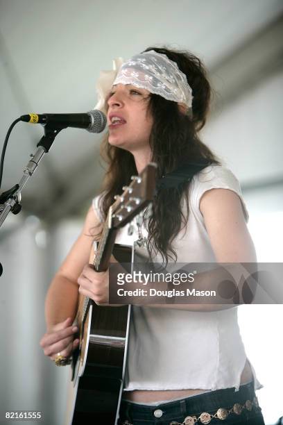 Singer Jesca Hoop performs at the Newport Folk Festival at Fort Adams State Park on August 2, 2008 in Newport, Rhode Island.
