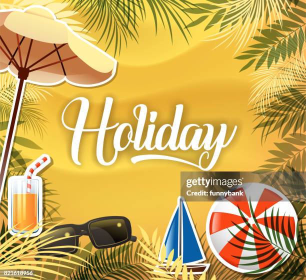 beach landscape - umbrella frame stock illustrations