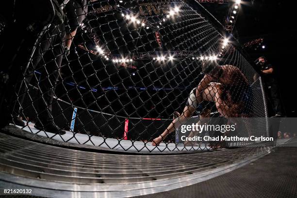 On Fox 25: Overall view of Chris Weidman in action vs Kelvin Gastelum during middleweight bout at Nassau Coliseum. Uniondale, NY 7/22/2017 CREDIT:...