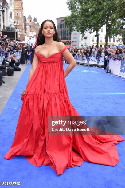 Rihanna attends the European Premiere of "Valerian And The City Of A Thousand Planets" at Cineworld Leicester Square on July 24, 2017 in London,...