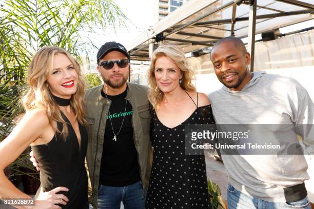 Universal Cable Productions Talent Party" -- Pictured: Maggie Lawson, James Roday, Kirsten Nelson, and Dulé Hill --