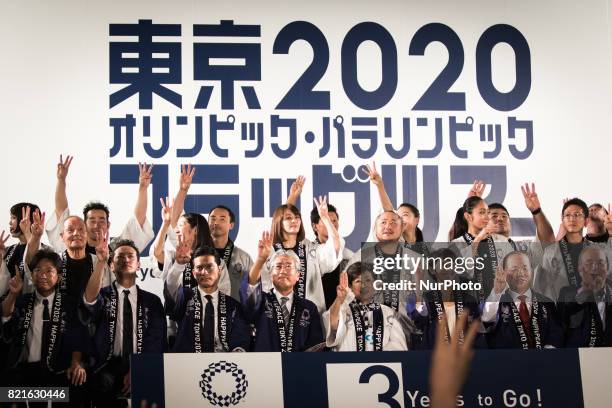 Photo session on the stage with hosts, guests, Flag ambassadors, representatives of Shizuoka, Japanese athletes during the Tokyo 2020 flag tour...