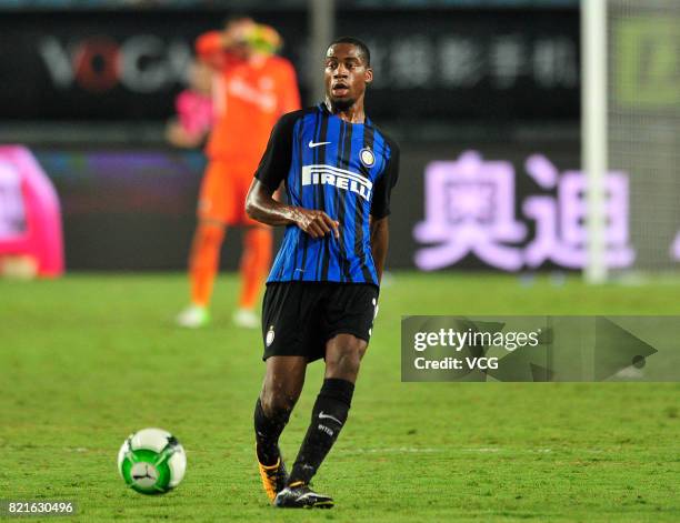 Geoffrey Kondogbia of FC Internazionale drives the ball during the 2017 International Champions Cup match between FC Internazionale and Olympique...