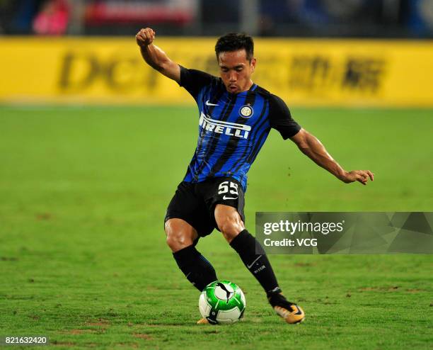 Yuto Nagatomo of FC Internazionale drives the ball during the 2017 International Champions Cup match between FC Internazionale and Olympique Lyonnais...
