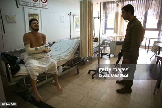 Fatah fighters who were wounded during clashes with Hamas gunmen in the Gaza Strip are treated in Barzilai hospital August 3, 2008 in Ashkelon in...