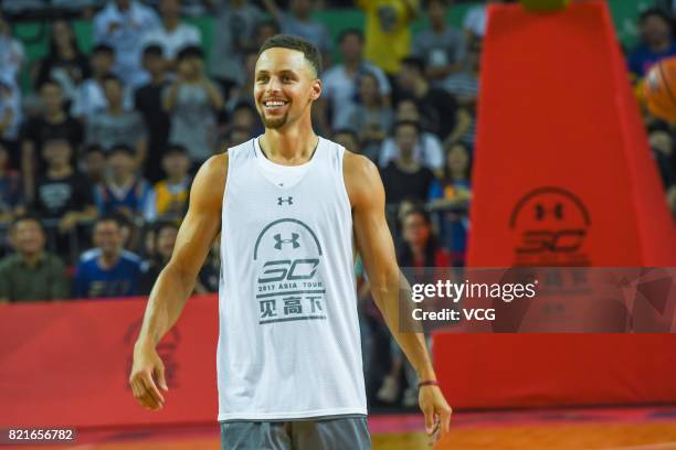 Star Stephen Curry of Golden State Warriors meets fans at University of Electronic Science and Technology of China on July 24, 2017 in Chengdu, China.