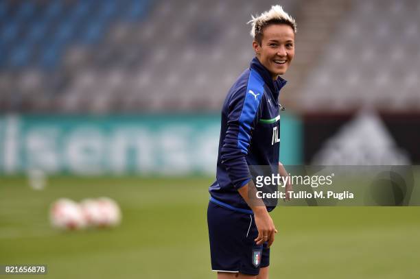 Federica Di Criscio of Italy women's national football team takes part in a training session during the UEFA Women's Euro 2017 at De Vijverberg...