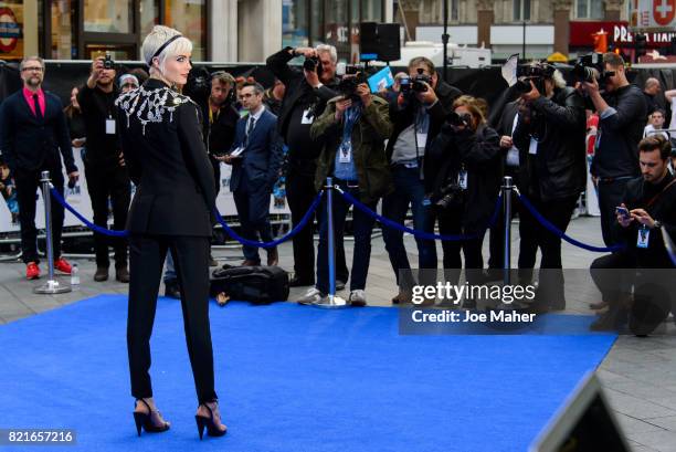 Cara Delevingne attends the "Valerian And The City Of A Thousand Planets" European Premiere at Cineworld Leicester Square on July 24, 2017 in London,...