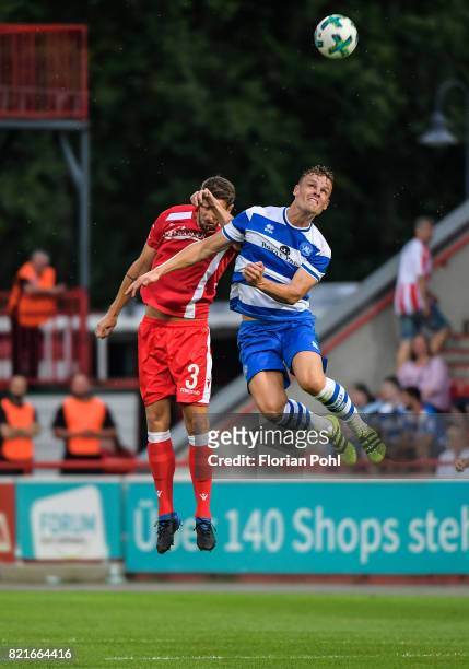 Left: Christoph Schoesswendter of 1.FC Union Berlin during the game between Union Berlin and the Queens Park Rangers on july 24, 2017 in Berlin,...
