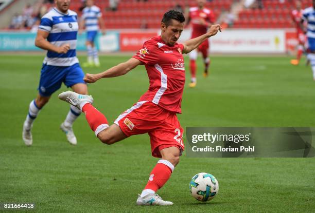 Steven Skrzybski of 1.FC Union Berlin during the game between Union Berlin and the Queens Park Rangers on july 24, 2017 in Berlin, Germany.