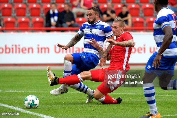 Joel Lynch of the Queenspark Rangers and Sebastian Polter of 1.FC Union Berlin during the game between Union Berlin and the Queens Park Rangers on...