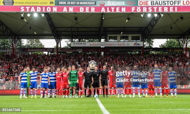 Teams before the game between Union Berlin and the Queens Park Rangers on july 24, 2017 in Berlin, Germany.