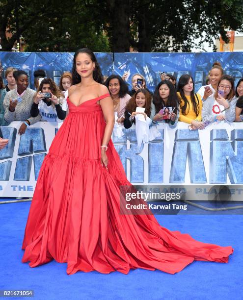 Rihanna attends the "Valerian And The City Of A Thousand Planets" European Premiere at Cineworld Leicester Square on July 24, 2017 in London, England.