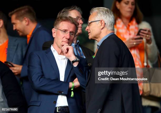 Former national goalkeeper of Netherlands Hans van Breukelen looks on before the Group A match between Belgium and Netherlands during the UEFA...