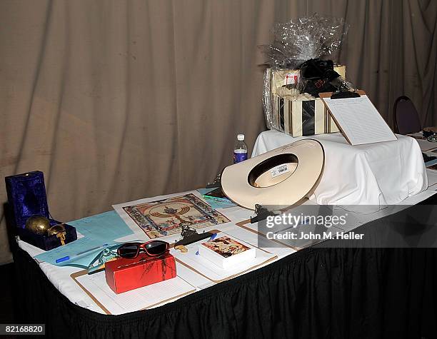 Items up for bid at the silent auction at the First Annual All In For CP Celebrity No Limit Texas Hold-Em Tournament benefiting the One Step closer...