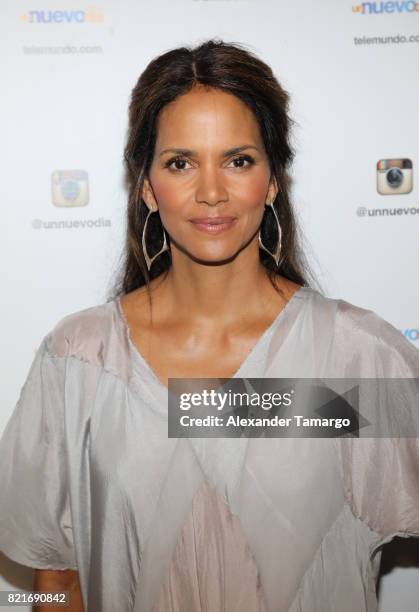 Halle Berry is seen at Telemundo Studios to promote the film 'Kidnap' on July 24, 2017 in Miami, Florida.