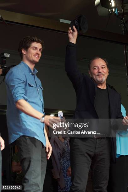 Actors Ruben Blades and Daniel Sharman attend 'Fear The Walking Dead' fan event at the Callao cinema on July 24, 2017 in Madrid, Spain.