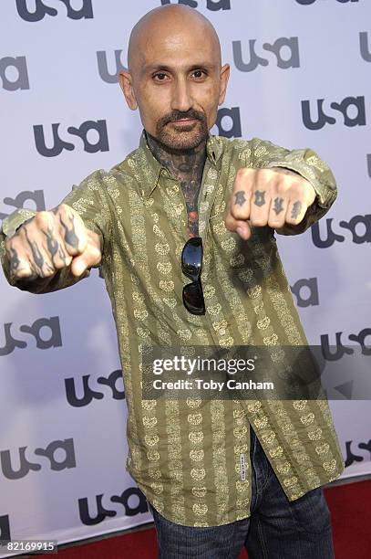 Robert LaSardo poses for a picture at the USA Networks celebration of "Monks" 100th episode held at the Pane e Vino restaurant August 3, 2008 in Los...
