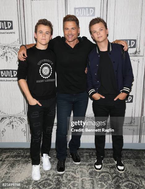 Matthew Lowe, Rob Lowe, and John Owen Lowe attend Build to discuss "The Lowe Files" at Build Studio on July 24, 2017 in New York City.