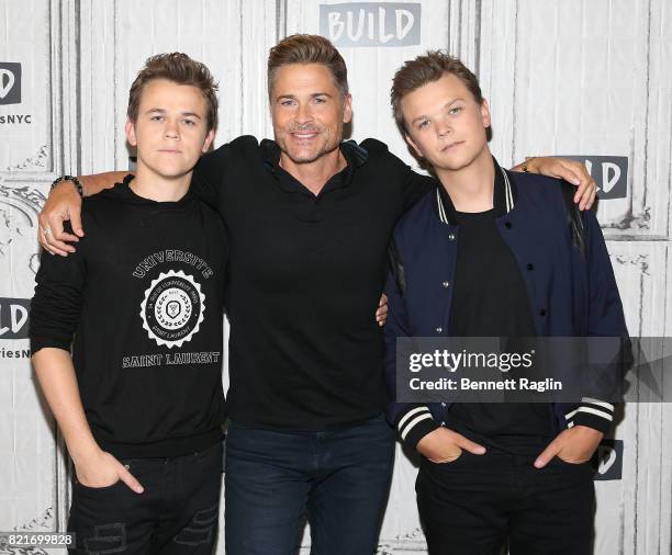 Matthew Lowe, Rob Lowe, and John Owen Lowe attend Build to discuss "The Lowe Files" at Build Studio on July 24, 2017 in New York City.