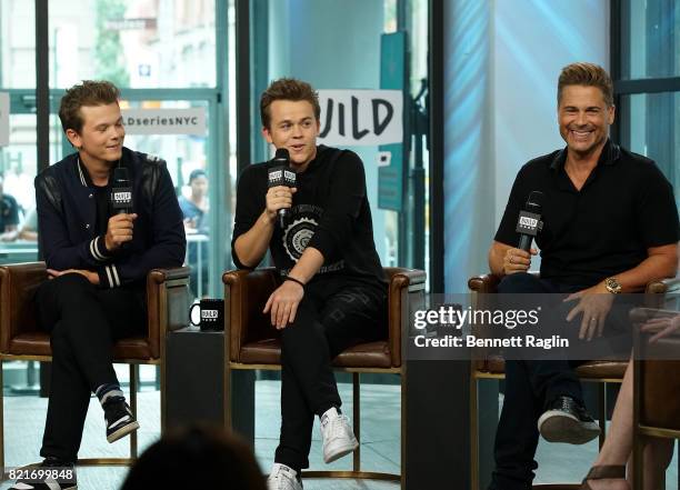 Matthew Lowe, John Owen Lowe, and Rob Lowe attend Build to discuss "The Lowe Files" at Build Studio on July 24, 2017 in New York City.