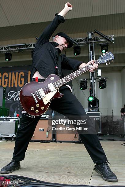 Dennis Casey of Flogging Molly performs during Lollapalooza at Grant Park on August 3, 2008 in Chicago.