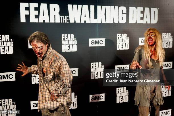 Actors perform during 'Fear The Walking Dead' photocall at Callao Cinema on July 24, 2017 in Madrid, Spain.