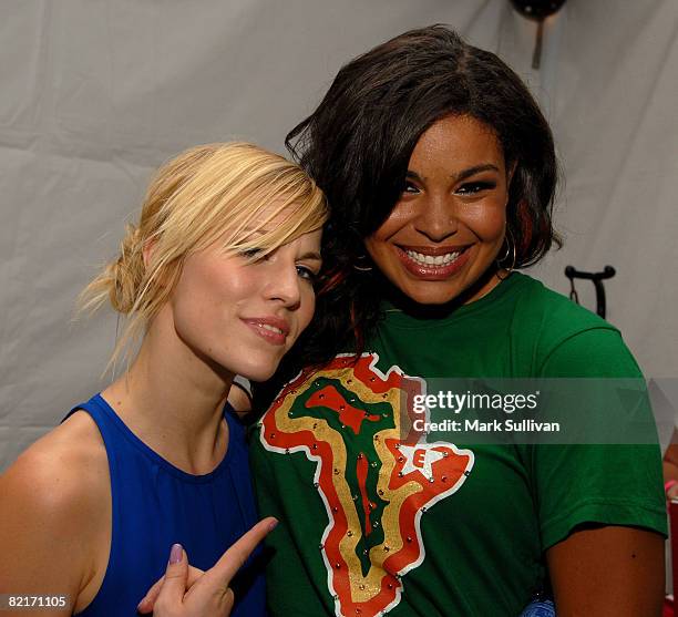 Singers Natasha Bedingfield and Jordin Sparks attend the Mattel Celebrity Retreat produced by Backstage Creations at Teen Choice 2008 on August 3,...