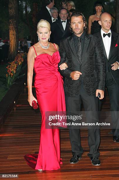 Ivana Trump and Rossano Rubicondi arrive at the 60th Monaco Red Cross Ball at the Monte-Carlo Sporting Club on August 1, 2008 in Monte Carlo, Monaco.