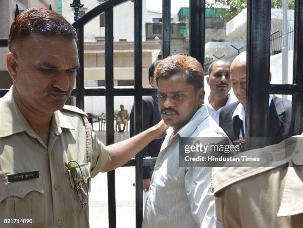 Surinder Koli coming out after being pronounced guilty by the CBI court in the murder and attempted rape of 20-year-old Pinki Sarkar on July 24, 2017...