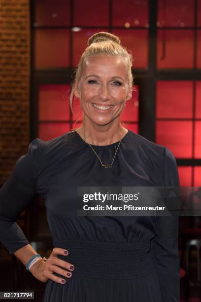 Moderator Andrea Kiewel attends the 'Koelner Sommer Treff' TV Show at the WDR Studio on July 24, 2017 in Cologne, Germany.