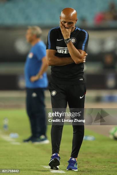 Head coach FC Internazionale Luciano Spalletti reacts during the 2017 International Champions Cup China match between Olympique Lyonnais and FC...
