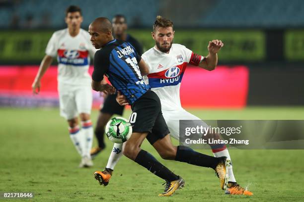 Joao Mario Eduardo of FC Internationale competes for the ball with Lucas Tousart of Olympique Lyonnais during the 2017 International Champions Cup...